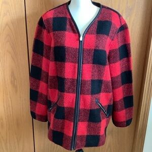 NWOT Nikki Jones Montreal Buffalo Plaid Print Zip-Up Jacket Sz-S/P